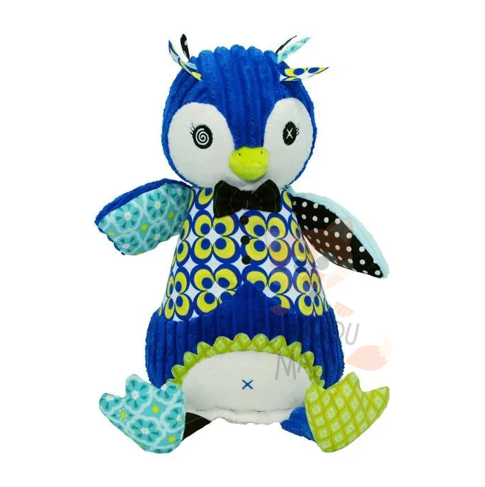 Les déglingos frigos pingouin peluche originale bleu 40 cm 